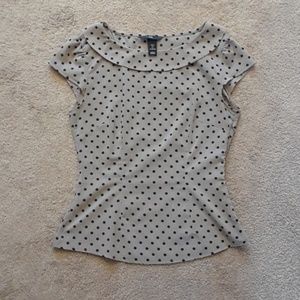H&M dusty lavender polka dot peplum top, sz 4